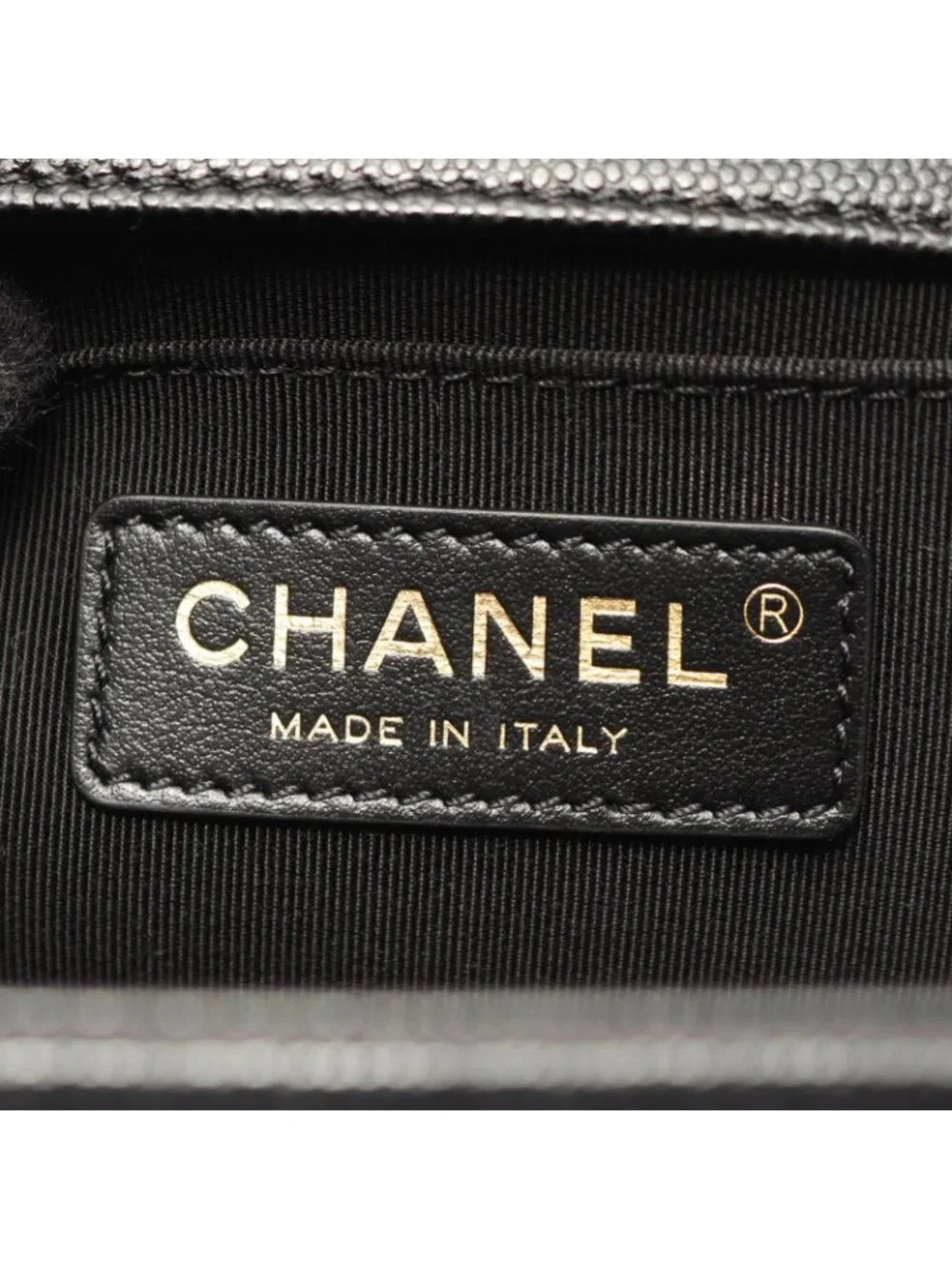 Chanel Shoulder Bag Boy Black Caviar Leather Chain
